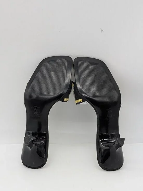 Authentic Dolce & Gabbana Black Satin Beaded Mule Heel Sandals Womens Sz 35 - Picture 5 of 11